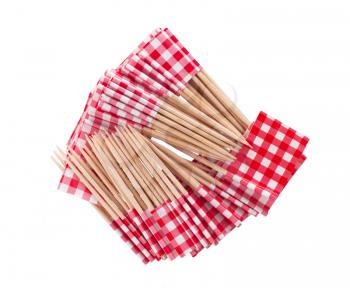 Stack of toothpicks isolated on white - red