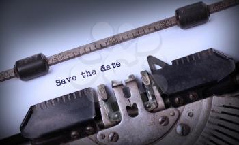 Vintage inscription made by old typewriter, Save the date
