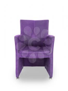 Purple leather dining room chair isolated on white