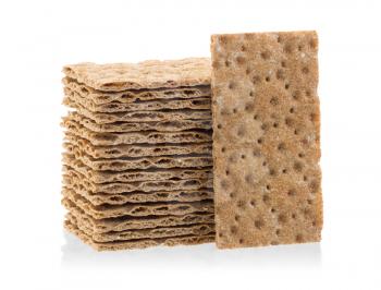 Stack of crackers (breakfast) isolated on a white background