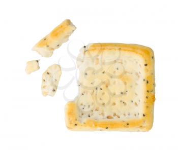 Broken square cracker isolated on a white background