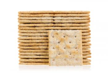 Stack of crackers isolated on a white background