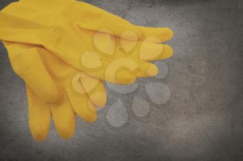 Vintage image - Yellow cleaning gloves, no person