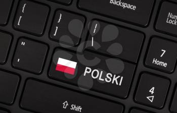 Enter button with flag Poland - Concept of language (learning or translate)