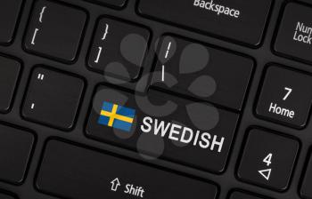 Enter button with flag Sweden - Concept of language (learning or translate)