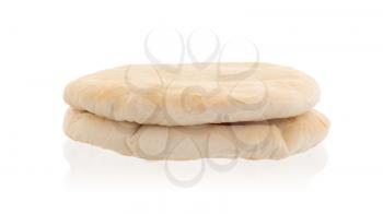 Israeli flat bread pita isolated on white background