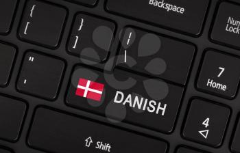 Enter button with flag Denmark - Concept of language (learning or translate)