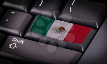 Flag on button keyboard, flag of Mexico