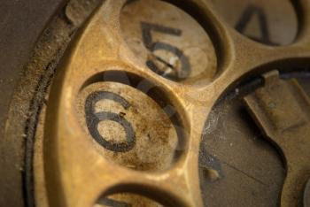 Close up of Vintage phone dial, dirty and scratched - 6, perspective