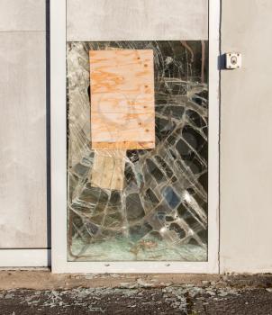 Close up of a broken window, abandoned building in Iceland