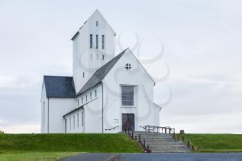 SKALHOLT, ICELAND - JULY 24: The modern Skalholt cathedral was completed in 1963, is pictured on July 24, 2016 and is situated on one of Iceland's most historic sites.