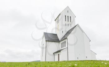 SKALHOLT, ICELAND - JULY 25: The modern Skalholt cathedral was completed in 1963, is pictured on July 25, 2016 and is situated on one of Iceland's most historic sites.