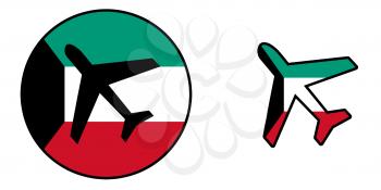 Nation flag - Airplane isolated on white - Kuwait