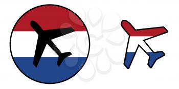 Nation flag - Airplane isolated on white - Netherlands