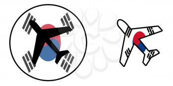 Nation flag - Airplane isolated on white - South Korea