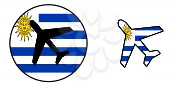 Nation flag - Airplane isolated on white - Uruguay