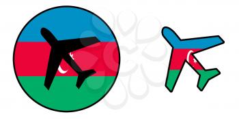 Nation flag - Airplane isolated on white - Azerbaijan