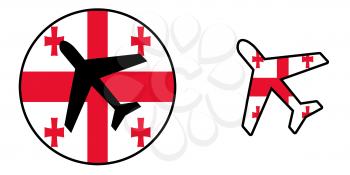 Nation flag - Airplane isolated on white - Georgia