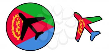 Nation flag - Airplane isolated on white - Eritrea