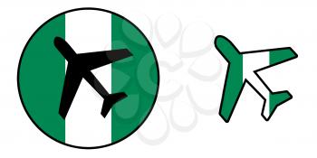 Nation flag - Airplane isolated on white - Nigeria