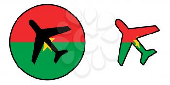 Nation flag - Airplane isolated on white - Burkina Faso