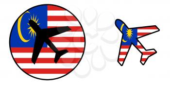Nation flag - Airplane isolated on white - Malaysia
