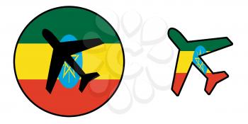 Nation flag - Airplane isolated on white - Ethiopia