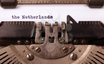 Inscription made by vinrage typewriter, country, the Netherlands