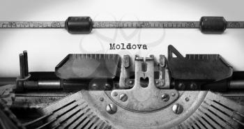 Inscription made by vintage typewriter, country, Moldova