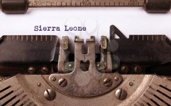 Inscription made by vintage typewriter, country, Sierra Leone