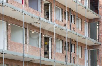 Demolishing a block of flats, selective focus