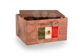 Wooden crate isolated on a white background, product of Mexico