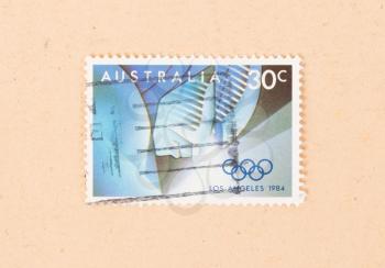 AUSTRALIA - CIRCA 1984: A stamp printed in Australia shows the Los Angeles Olympic games, circa 1984