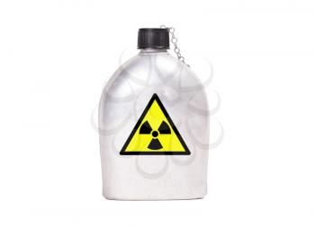 Vintage army canteen isolated on a white background - Radioactive