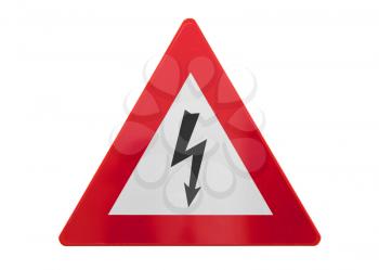 Traffic sign isolated - High voltage - Isolated on white