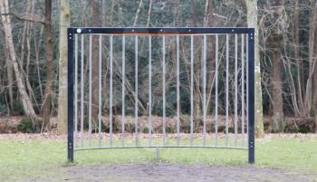 Simple football goal for children, field in Holland