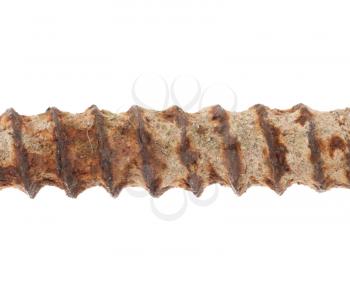 Rusted old screw isolated on white background
