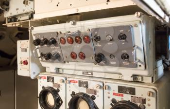 Interior of an old submarine - Limited space and lots of equipment - Command room