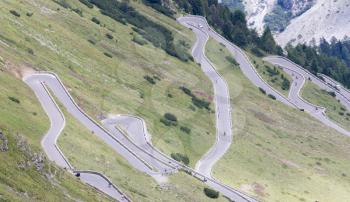 View from the top of famous Italian Stelvio High Alpine Road, elevation of 2,757 m above sea level. Stelvio Pass, South Tyrol, province of Sondrio, Ortler Alps, Italy, Europe.