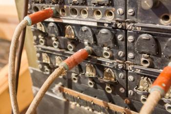 Old Telephone Switchboard close up - Selective focus
