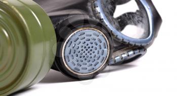 Vintage gasmask isolated on a white background - Green filter