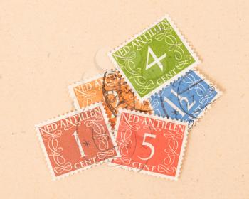 The Netherlands Antilles - Circa 1950: Stamps printed in The Netherlands Antilles showing their value, circa 1950