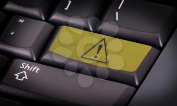 Symbol on button keyboard, warning (yellow) - danger