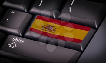 Flag on button keyboard, flag of Spain