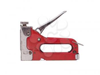 Construction hand-held stapler, isolated on white background, red