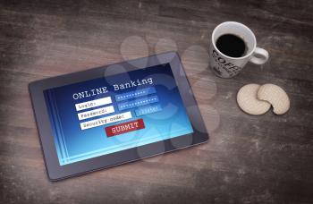 Online banking on a tablet - login, password and security code