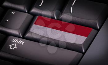Flag on button keyboard, flag of Indonesia
