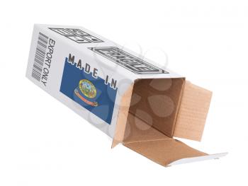 Concept of export, opened paper box - Product of Idaho