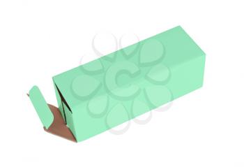 Green cardboard box on a white background