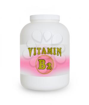 Vitamin B2 container, isolated on a white background